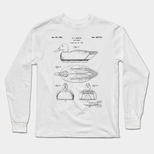 Duck Decoy Patent - Hunter Outdoorsman Art - White Long Sleeve T-Shirt